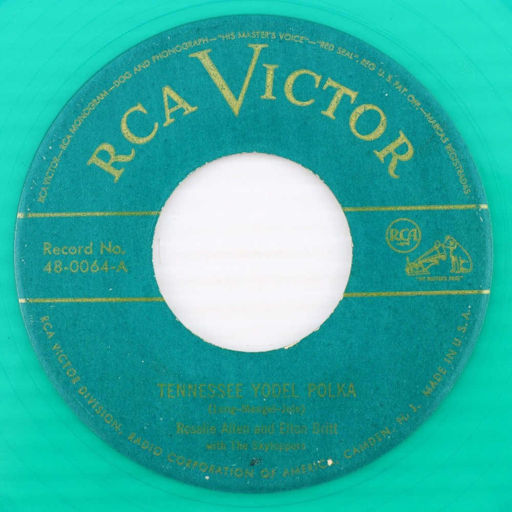 Tennessee Yodel Polka, Rosalie Allen & Elton Britt 1949 7" 45 rpm Record 48-0064